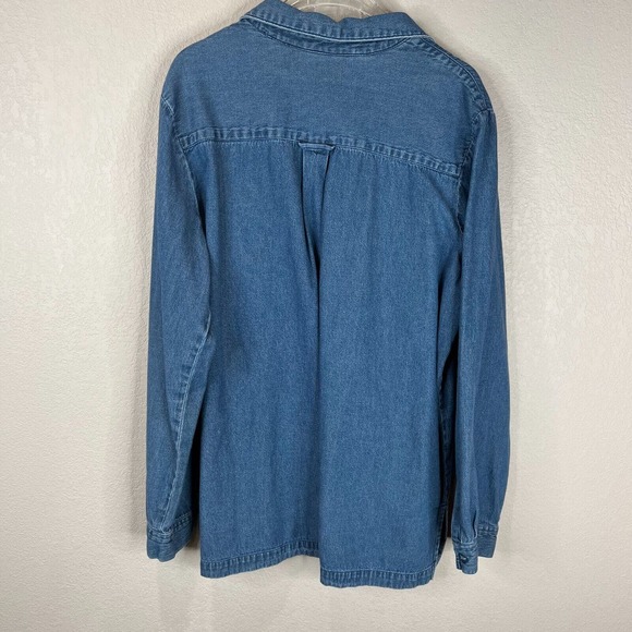 Blair Women's Button Down Shirt Size Large L Blue‎ Denim Long Sleeve Embroidered - Picture 11 of 14